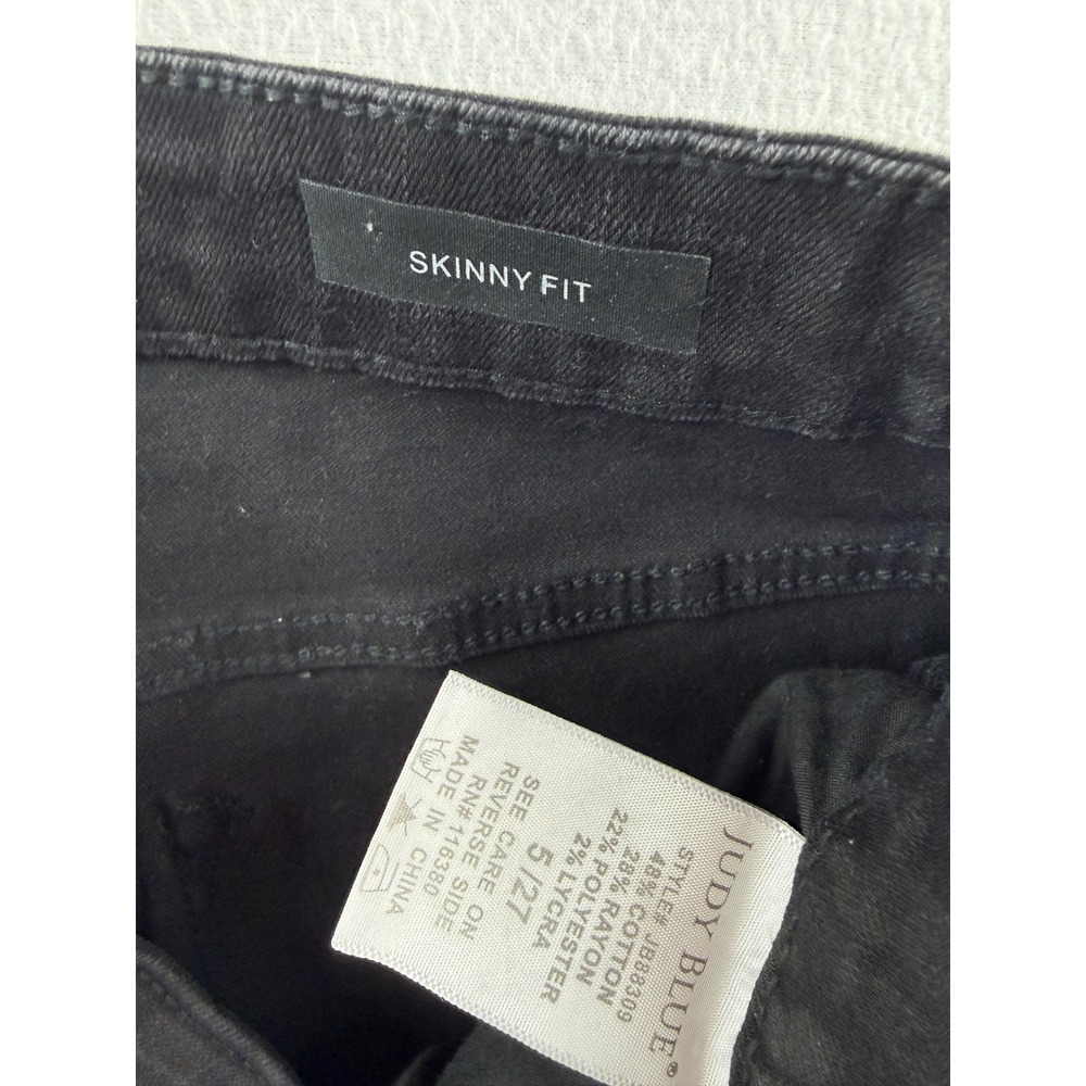 Judy Blue Womens Black Leopard Print Skinny Fit Jeans High Rise Stretch 5/27 - Picture 4 of 11